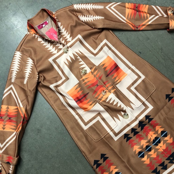 Womens Boho Tribal Aztec Blanket Coat Multi Color New With Tags! Medium - Picture 3 of 9